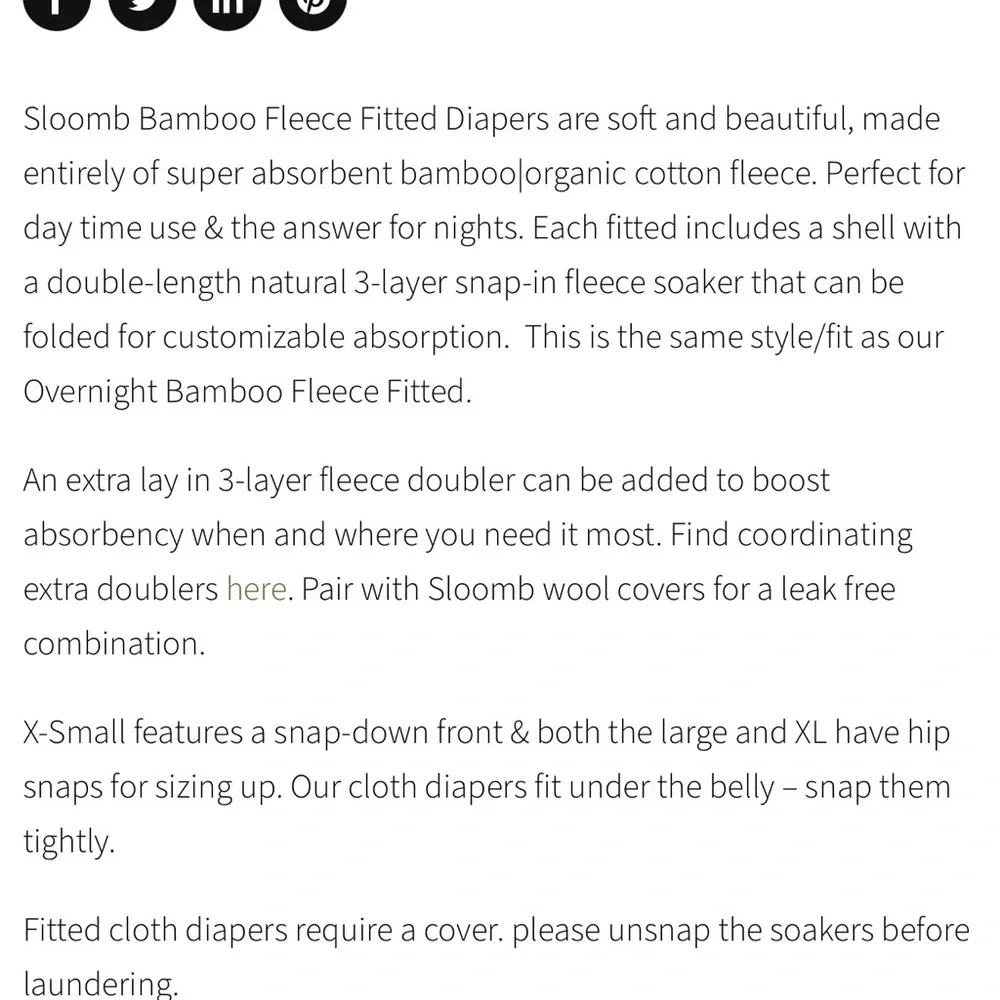 Sloomb bamboo fleece diaper with Multicolor Snaps, size Medium